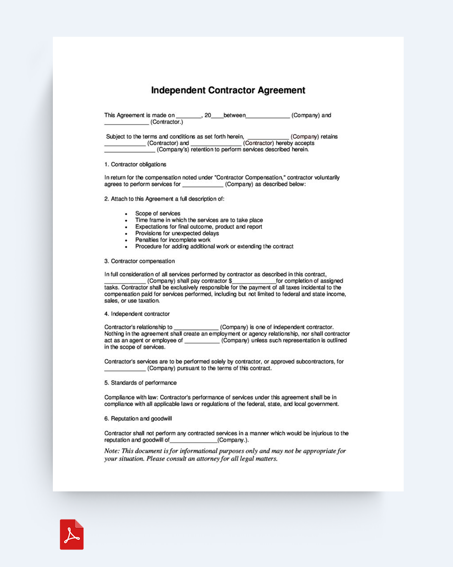 Free Independent Contractor Agreement Template