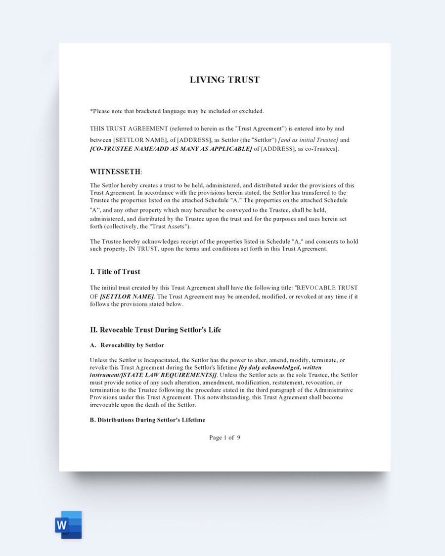 Living Trust Template and Document