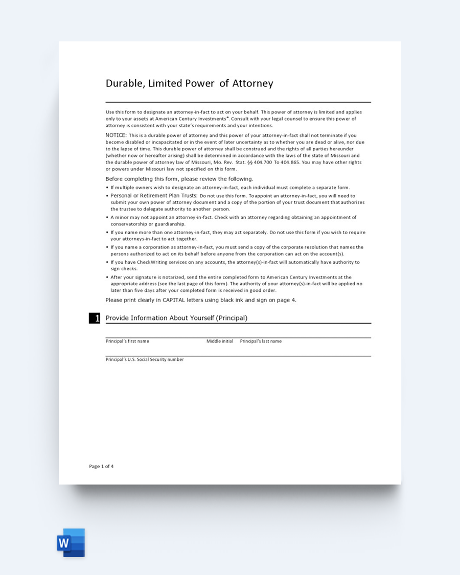 Power of Attorney Template and Form