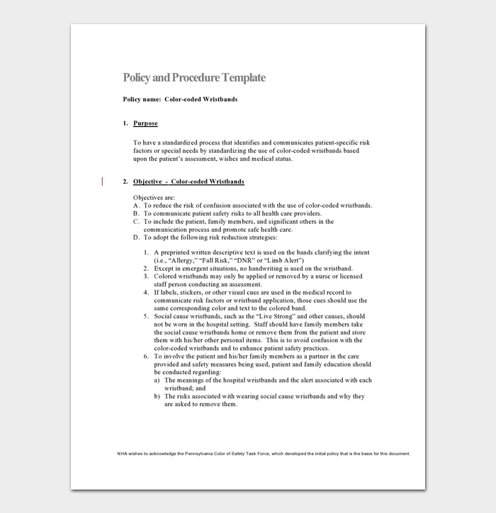 Policy And Procedure Template